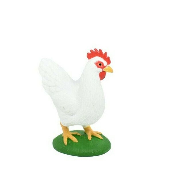 Chicken White Realistic Toy Model Plastic Replica Barn Farm Animal 2″ F7053