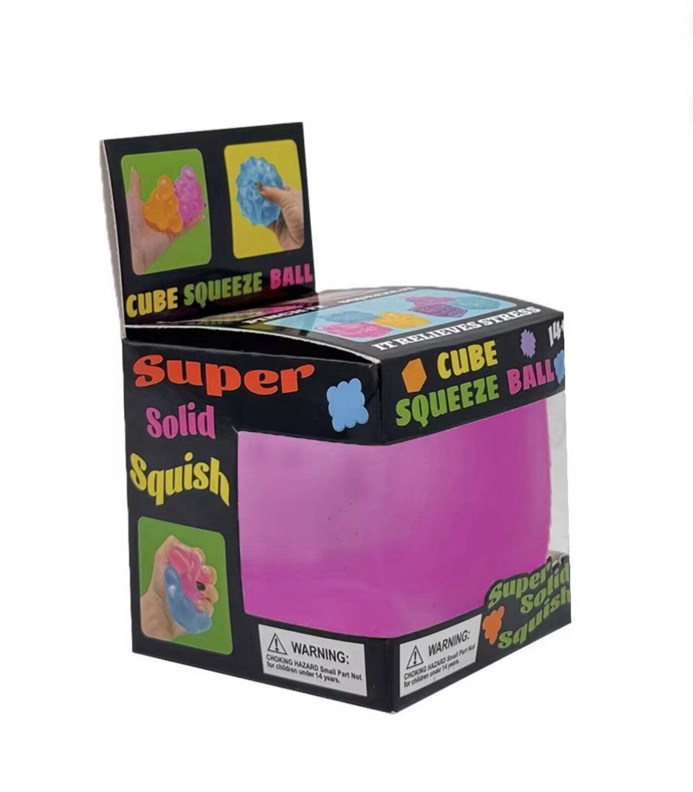Super Solid Squish Cube Squeeze Ball Sensory Toy PURPLE 3+ Years