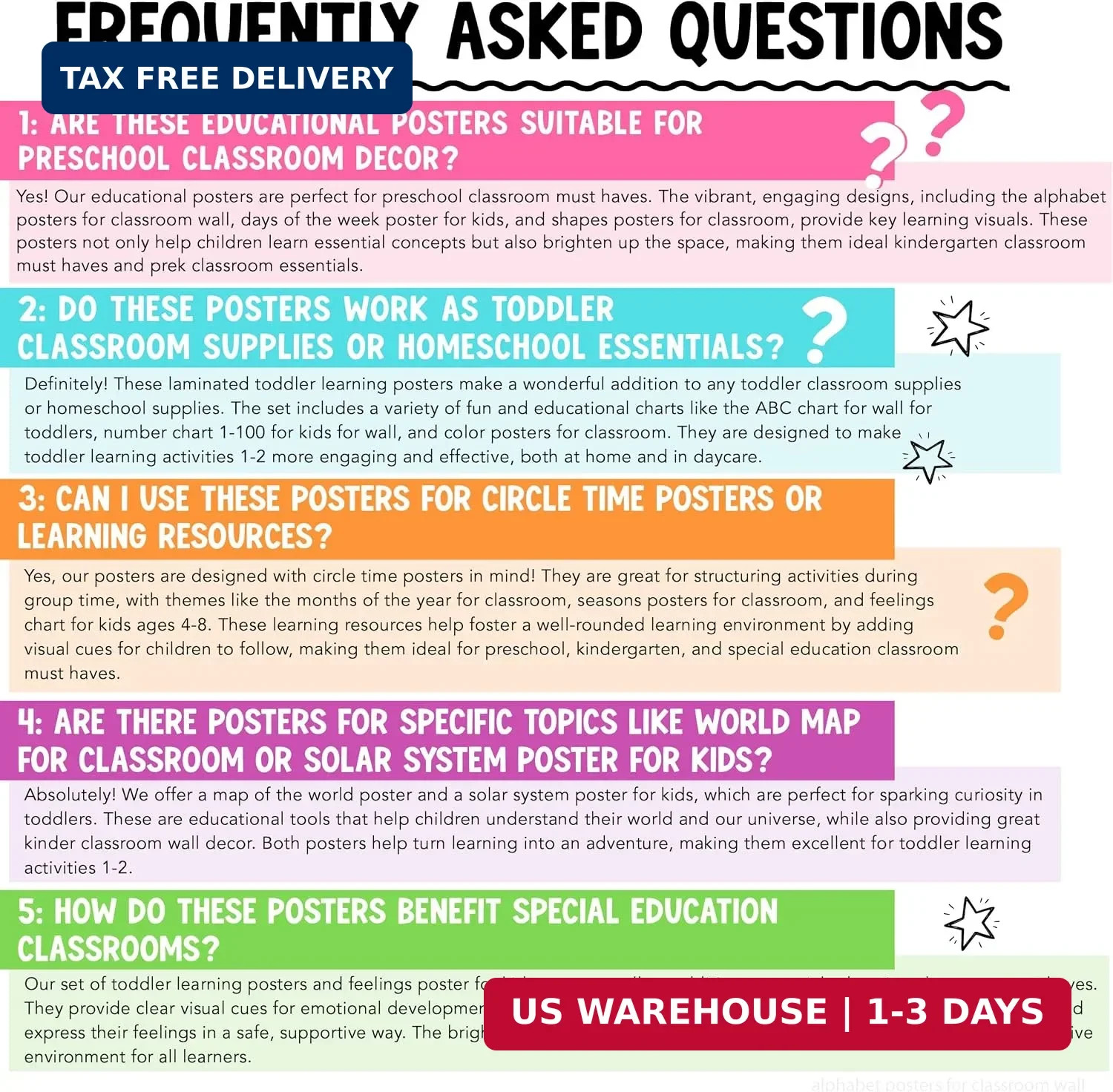 Hadley Designs 16 Educational Posters for Classroom Must Haves – Laminated Pre-K