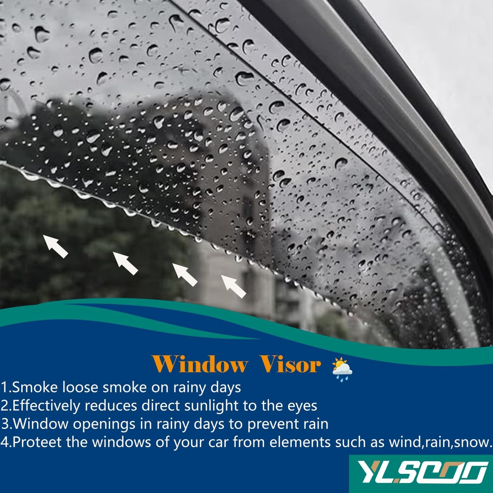 Window Visors Rain Guards fits 2014-2021 Cherokee, Out-Channel Window Wind De…