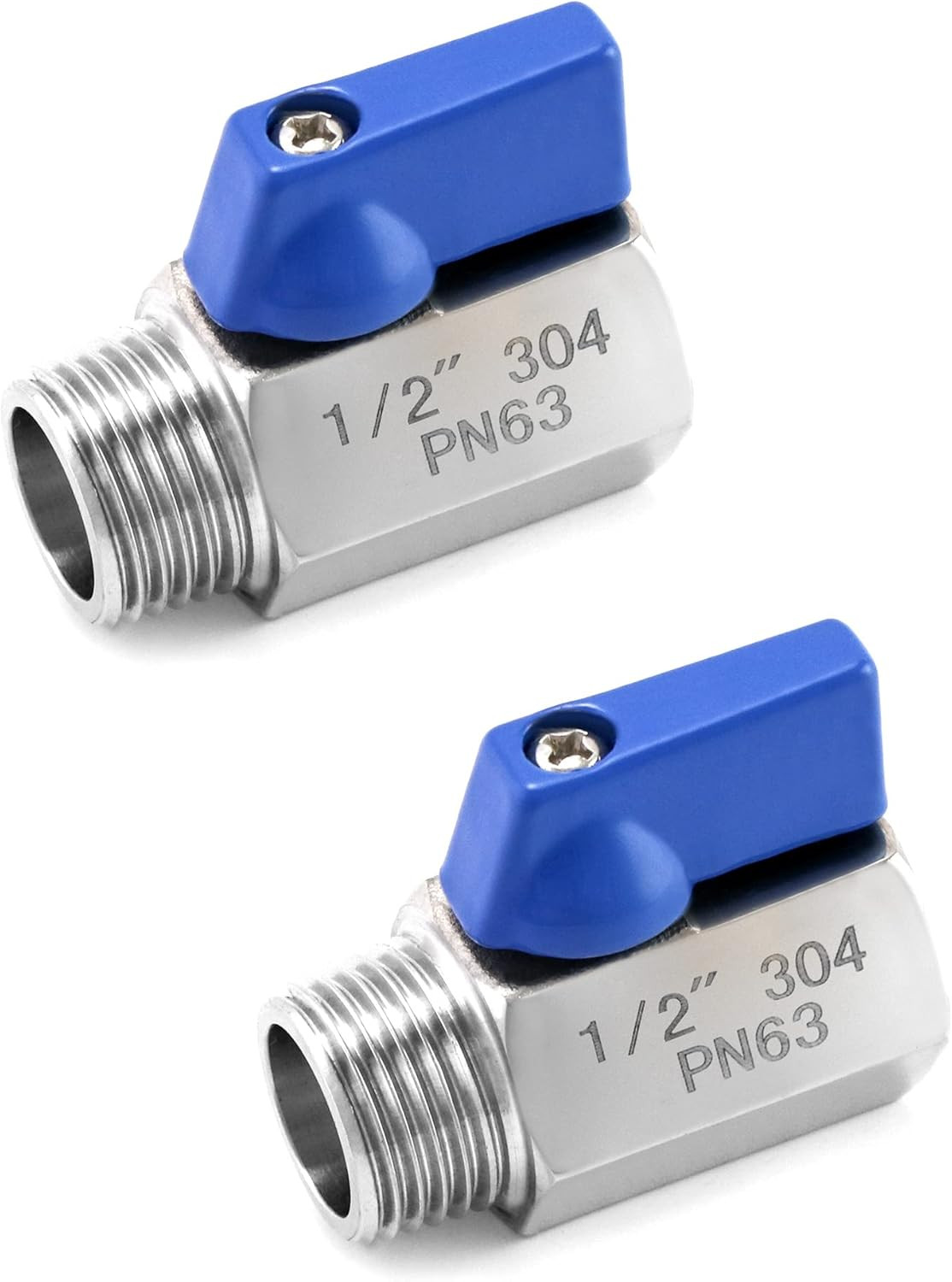 Mini Ball Valve, 2 Pack 1/2″ NPT Thread Female and Male 304 Stainless Steel Shut