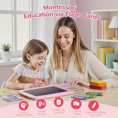 Interactive Flash Cards & LCD Writing Tablet for Toddlers – Montessori Language
