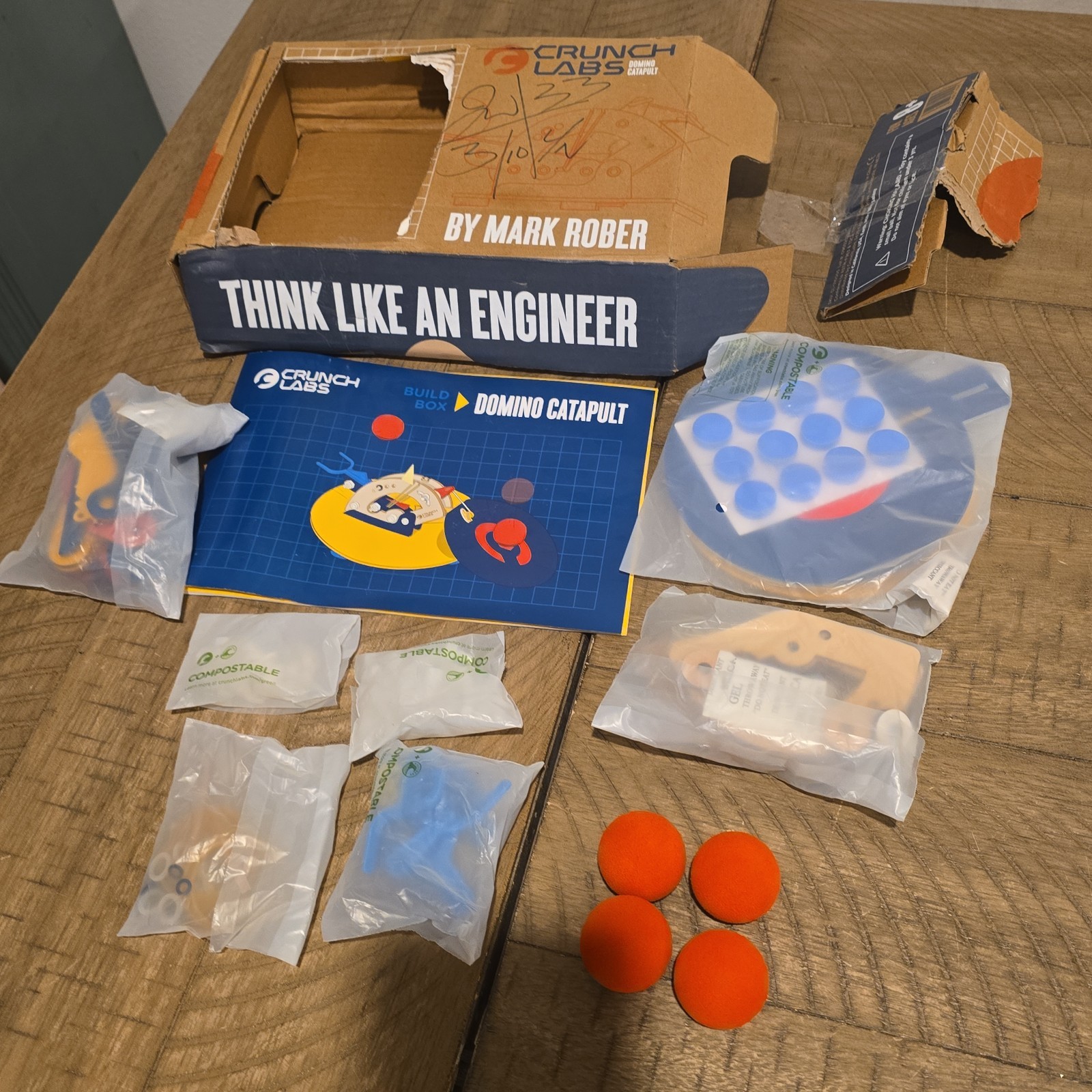 -Open Box- Crunch Labs By Mark Rober Domino Catapult Build Box