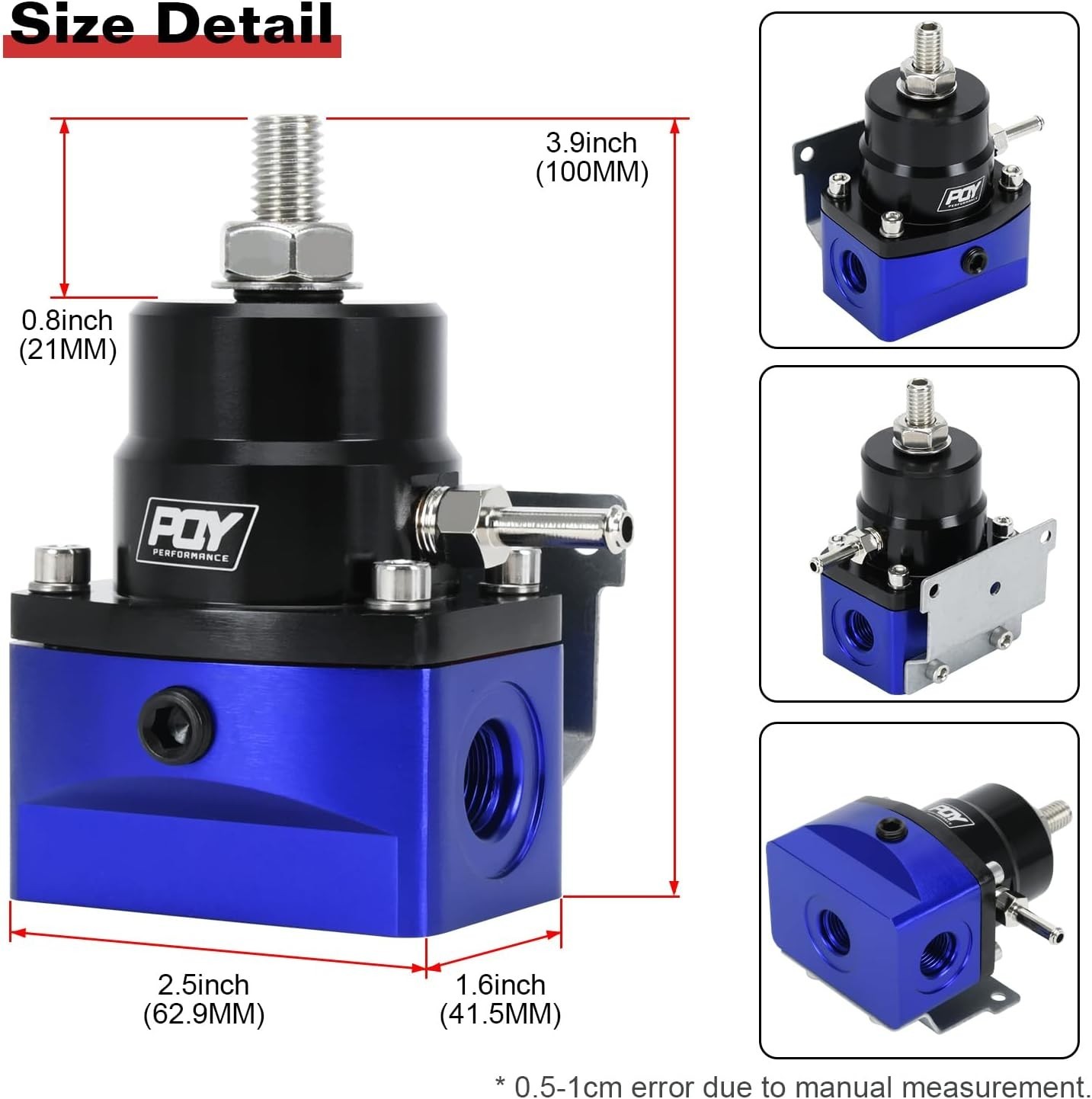Adjustable Fuel Pressure Regulator Kit 3-70PSI With 6AN Return and 6AN feed Port
