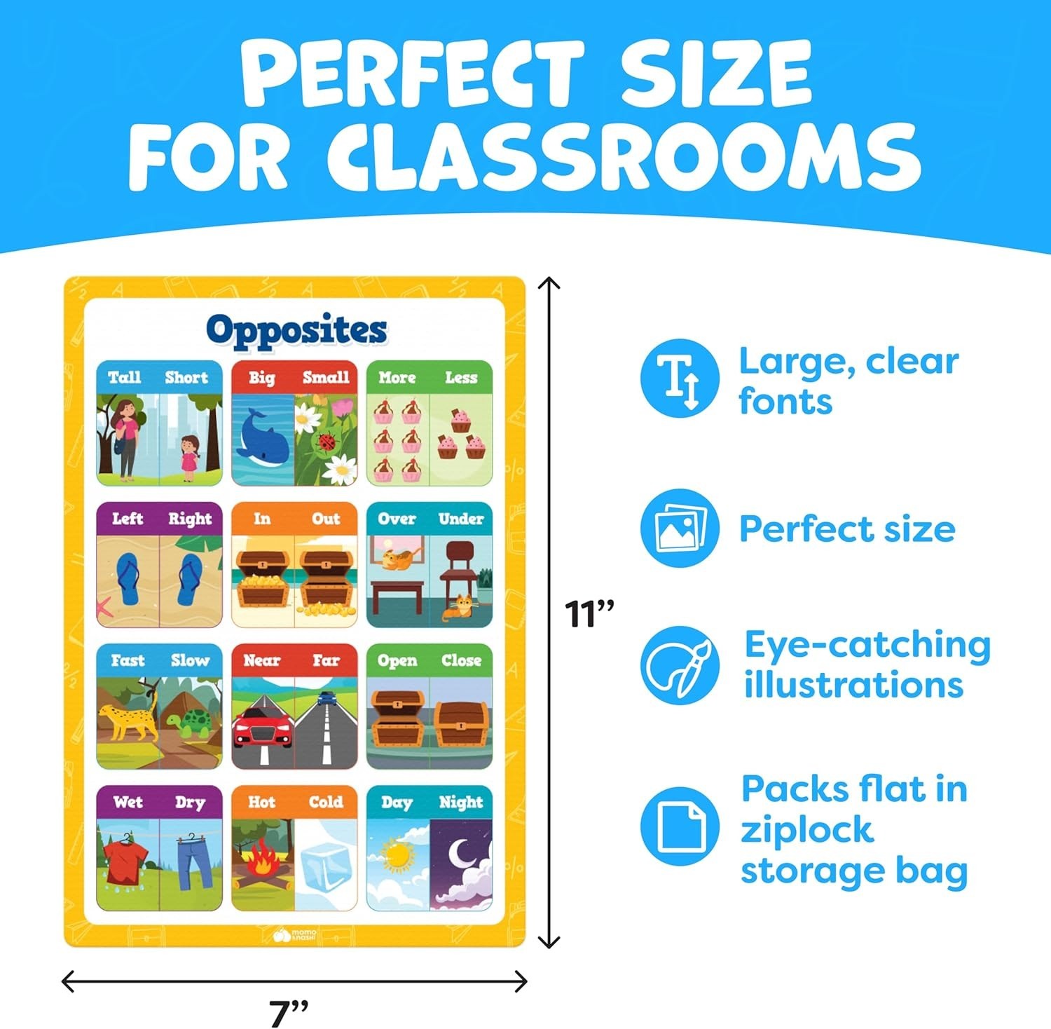 Educational Posters Set 20pcs 16×11 Inches PVC Classroom Learning Supplies