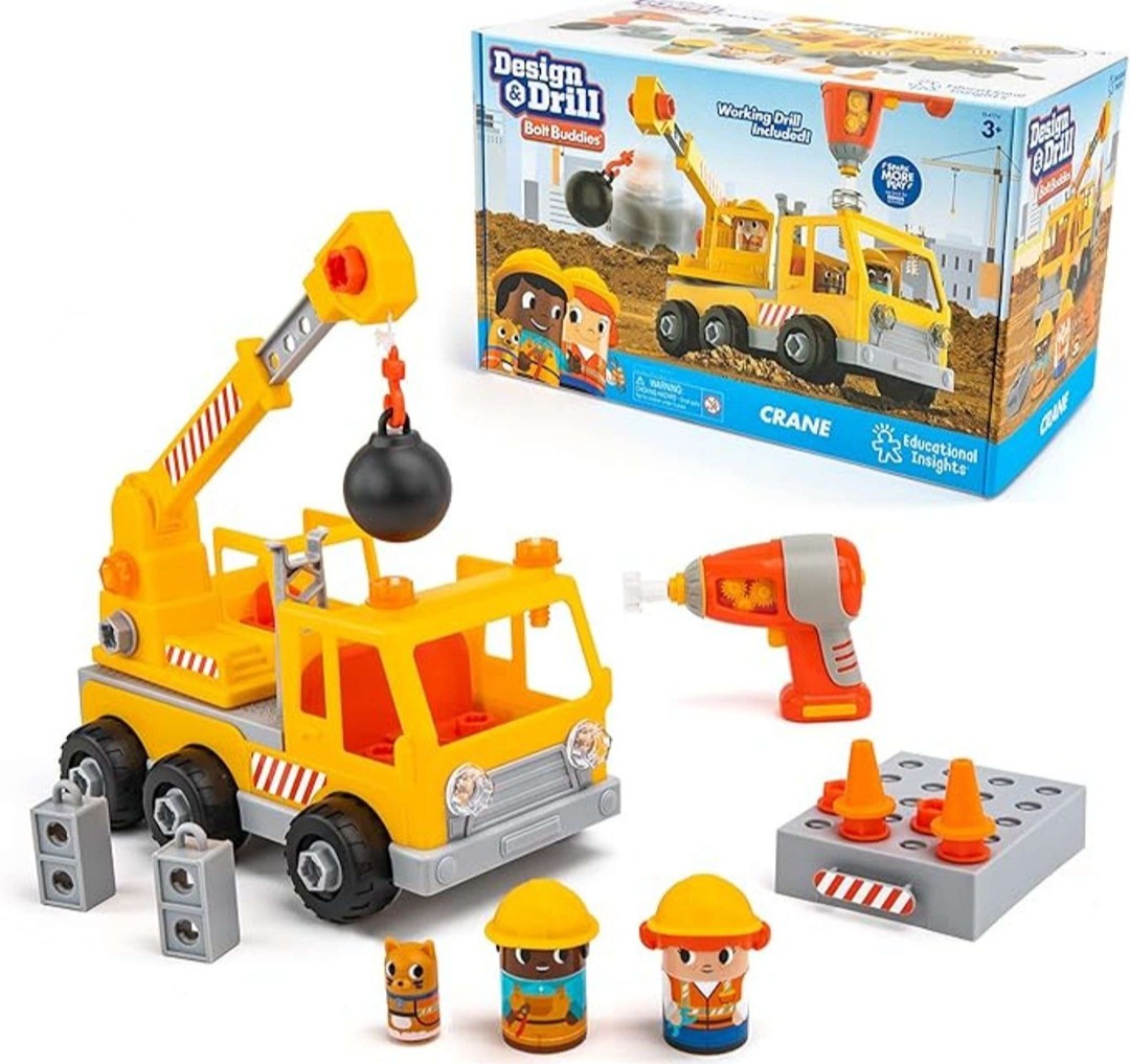 Educational Insights Design & Drill Bolt Buddies Crane Take Apart Toy with Elec