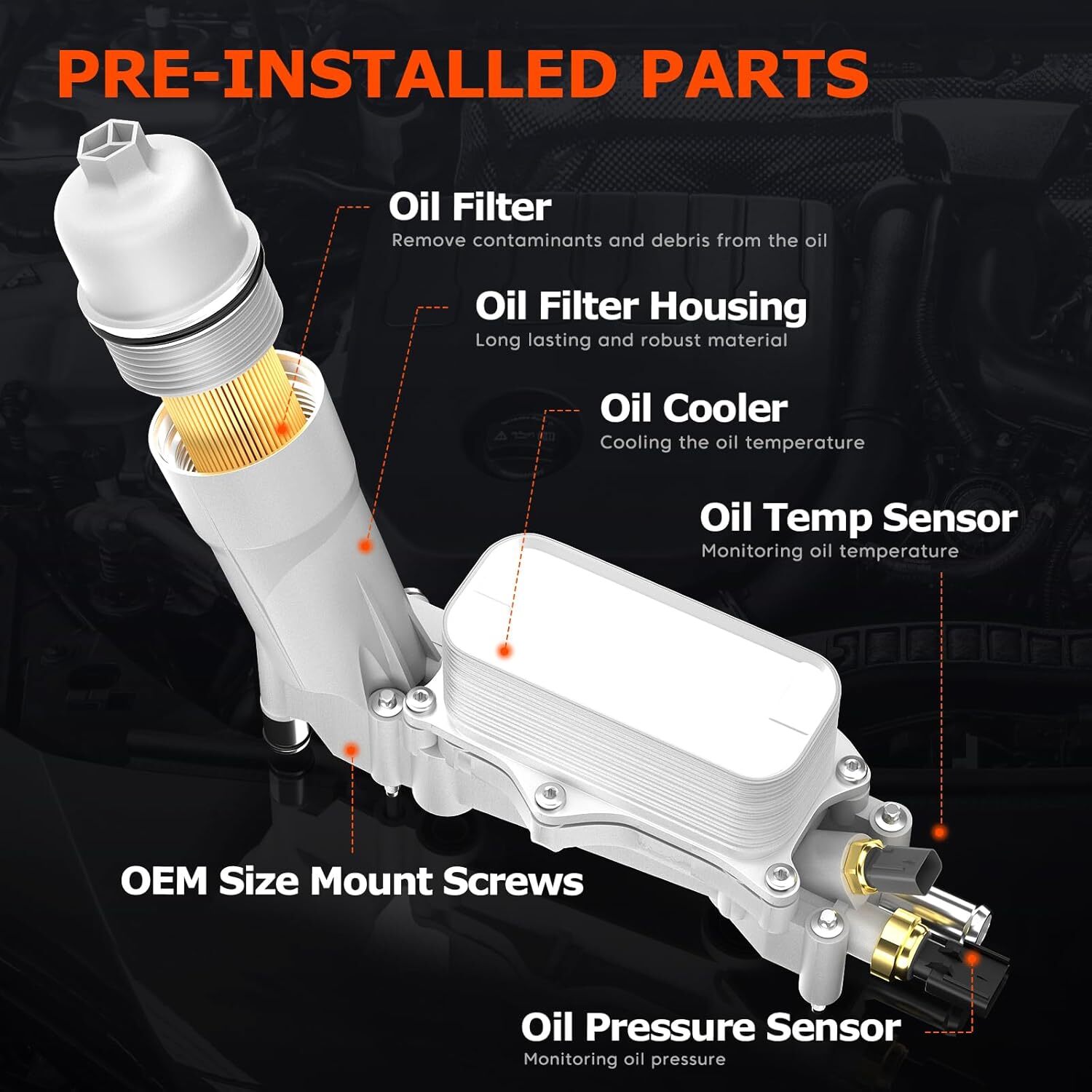 926-959 Improved Full Aluminum Engine Oil Filter Housing Kit with Oil Cooler