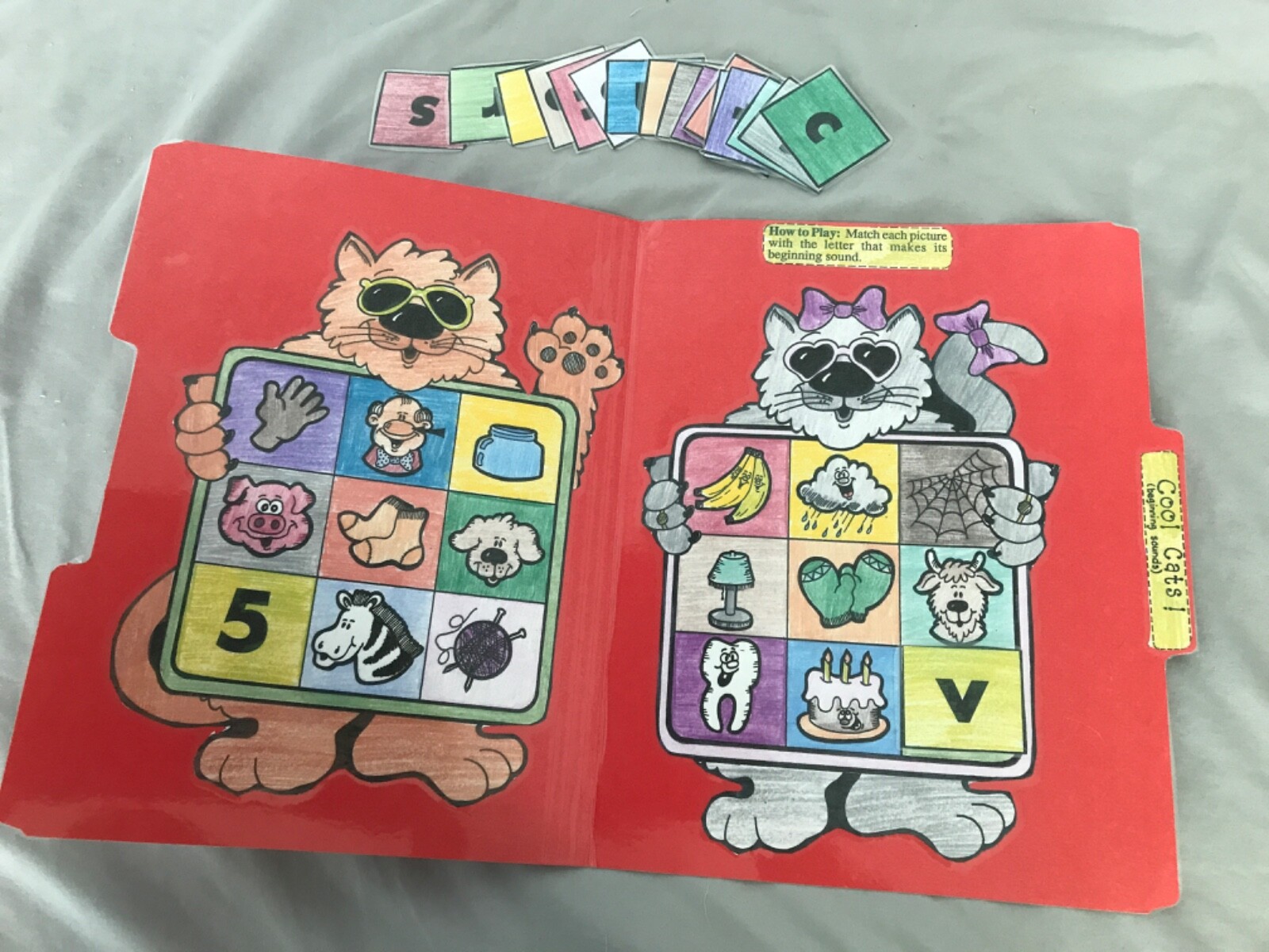 Cool Cats! Beginning Sounds Grade K language arts file folder game teacher