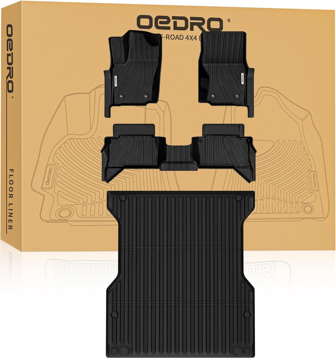 OEDRO Floor Mats & Truck Bed Mat 2024 2025 Toyota Tacoma Double Cab (Not for