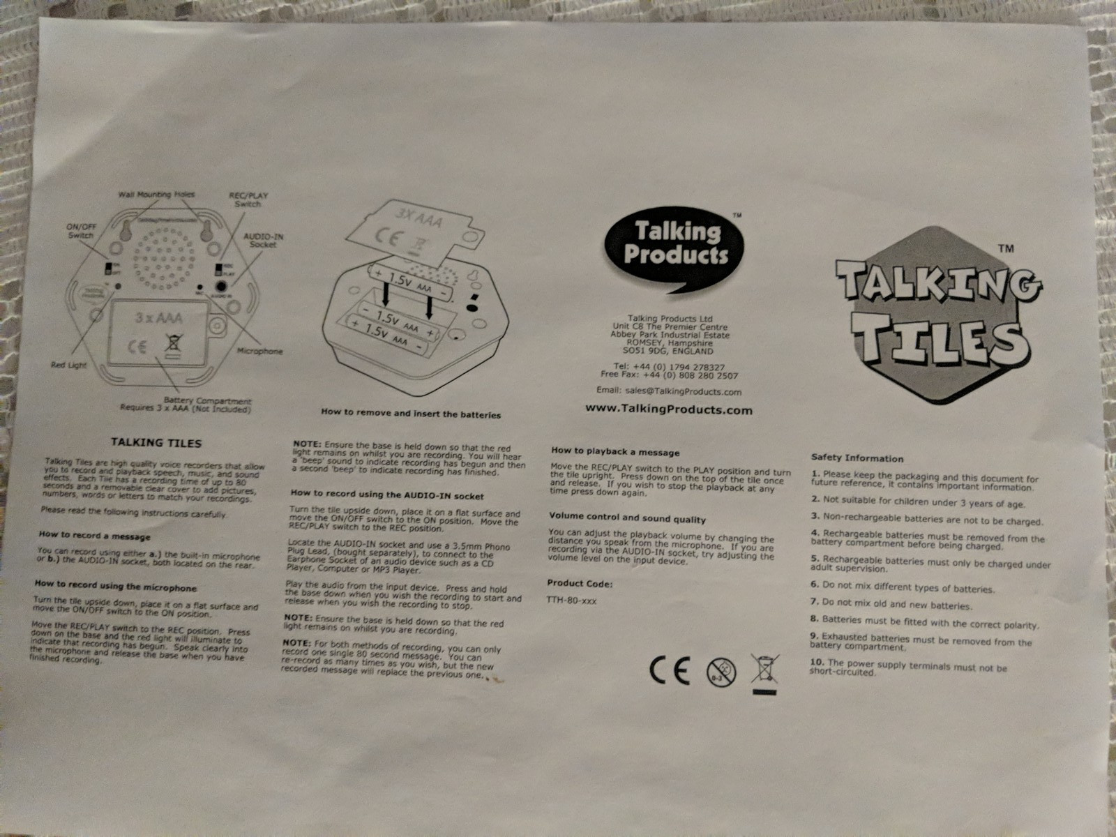 Green Talking Tile — new in sealed package