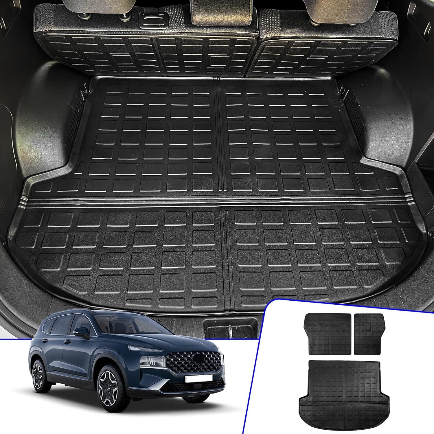 Trunk Mat Rongtaod Cargo Mat Compatible with 2021-2023 Hyundai Santa Fe (Fit 5