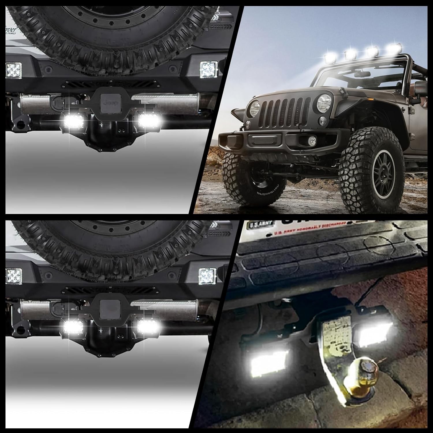 4 Inch LED Work Light Pods with 2.5 Inch Towing Hitch Mount Brackets