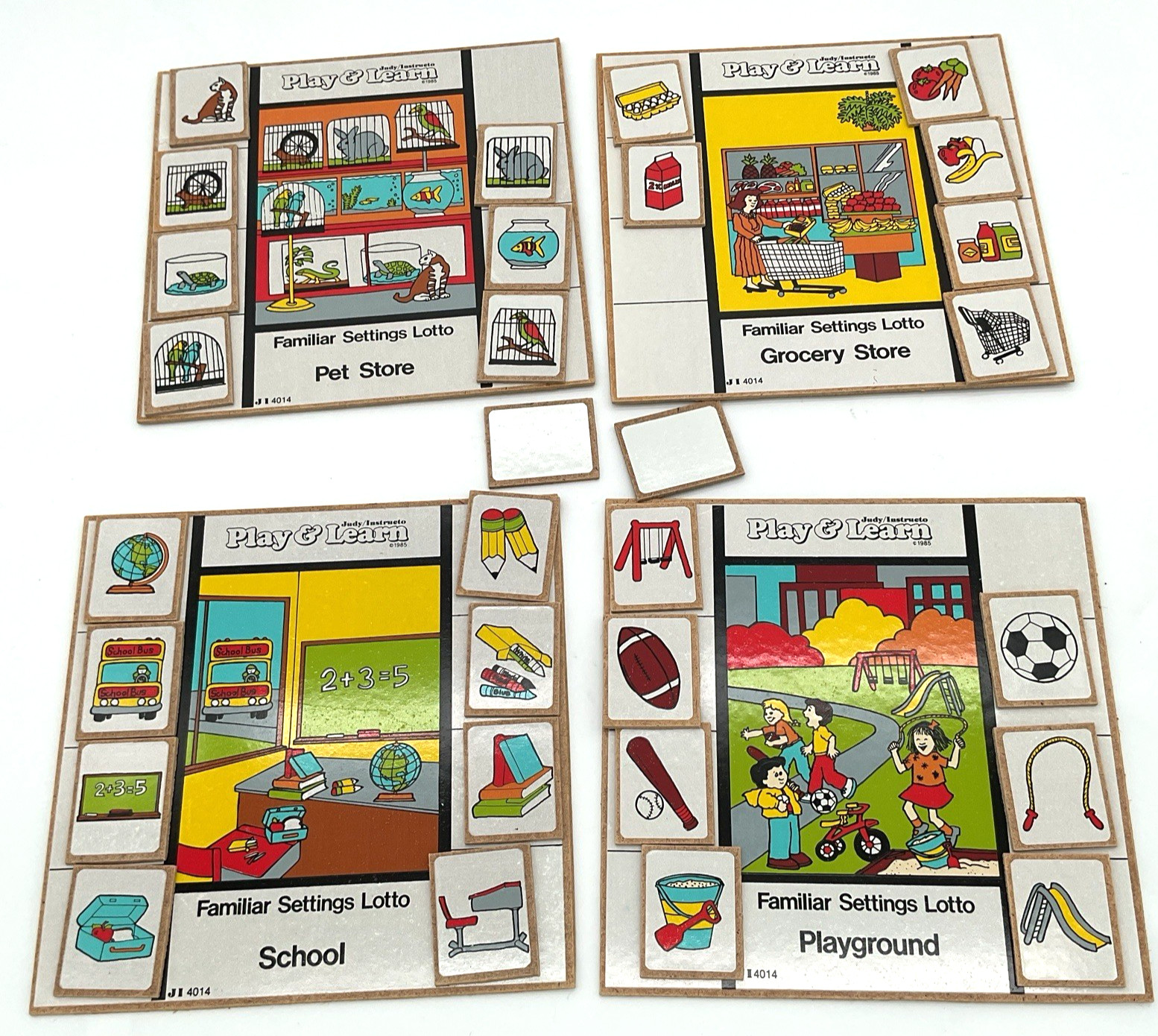 Retro 1985 Judy/Instructo Play & Learn 4014 Lotto Boards Teaching Preschool