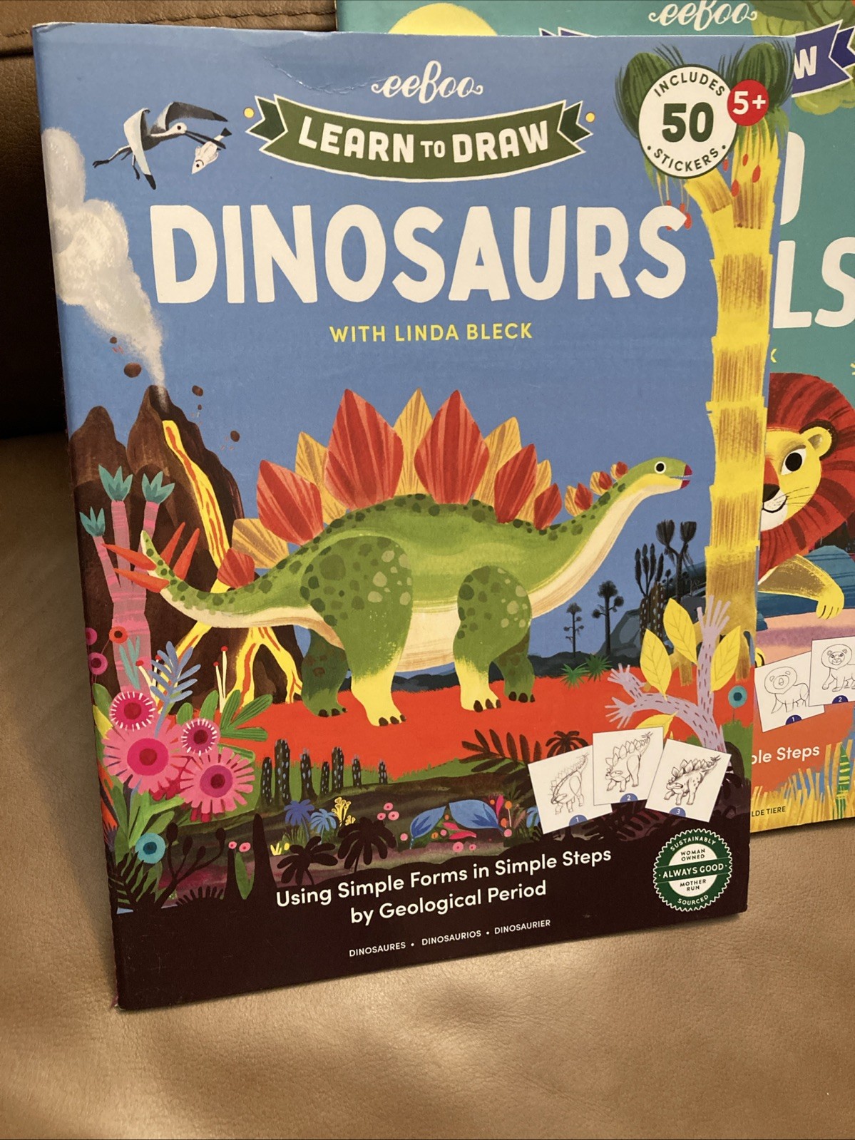 Eeboo, 2 – Learn To Draw Activity Books, Wild Animals & Dinosaurs
