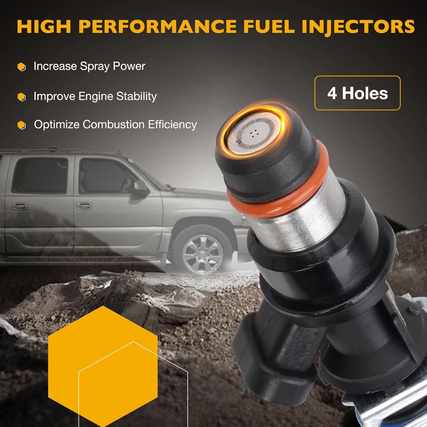 4.8 5.3 6.0 Fuel Injector 4 Holes 8Pcs, 3.15 inches (L x W) x 2.01 (H)