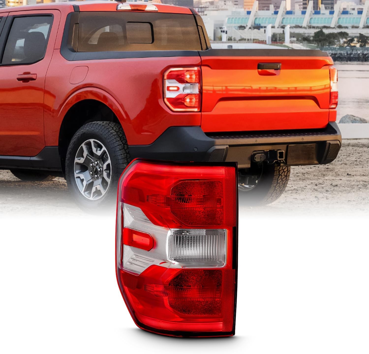 22-25 Ford Maverick Lariat LED Tail Light Right Driver Red Chrome LED Running