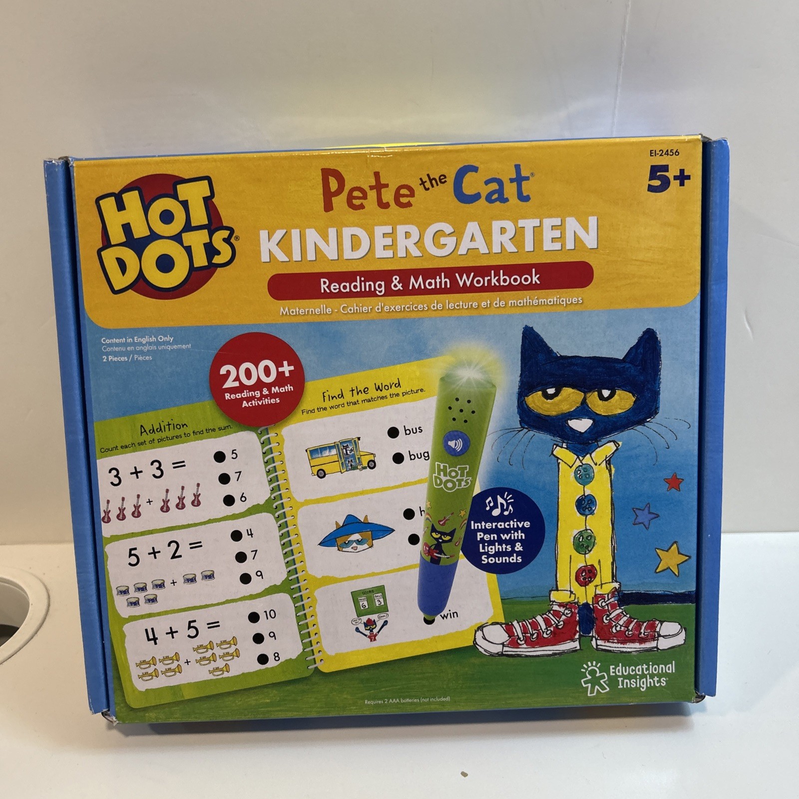 Hot Dots Pete the Cat Preschool Reading & Math Workbook – Kindergarten