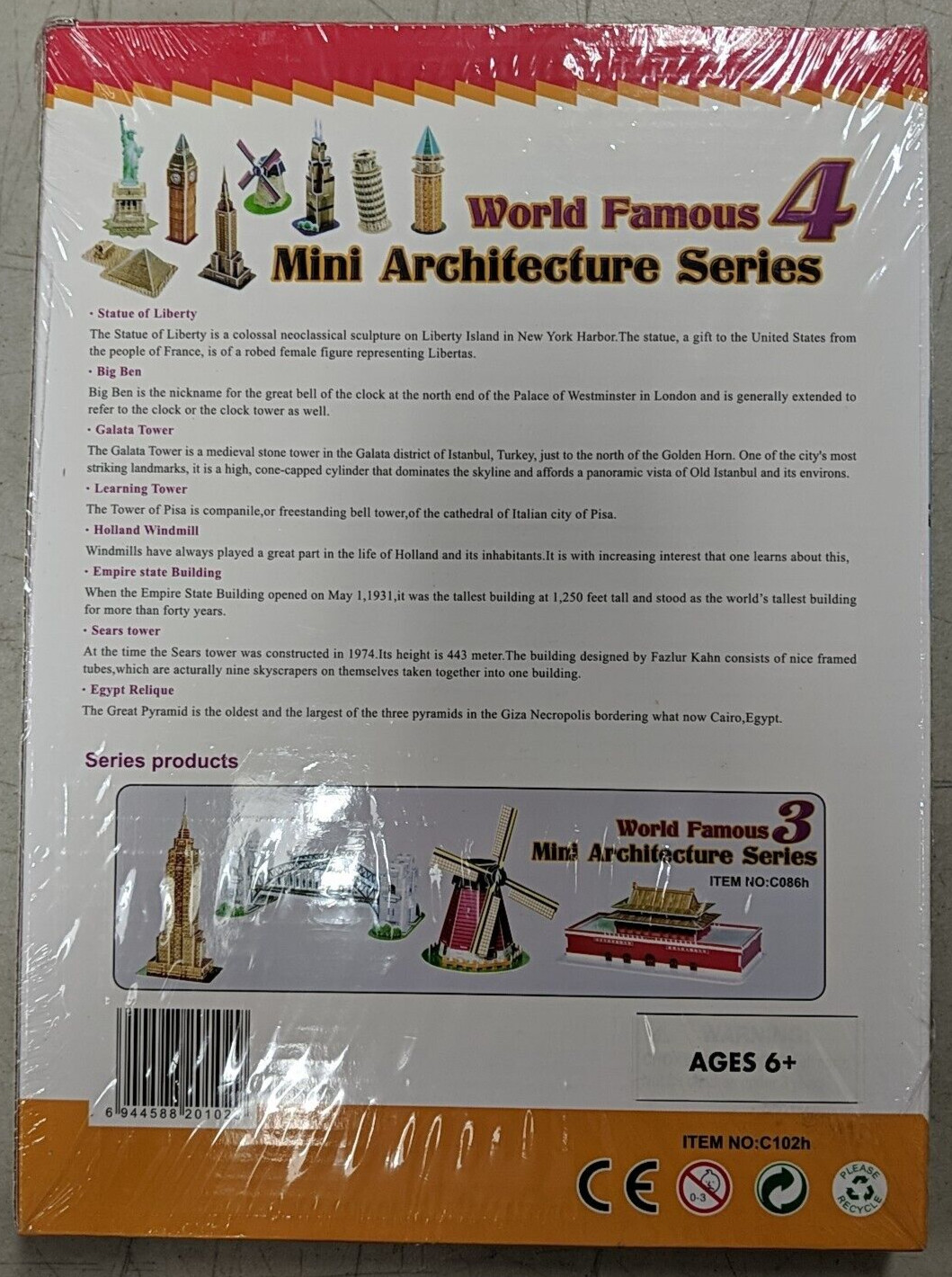 3D Puzzle World Famous Mini Architecture Series 4 NEW Cubic Fun 60 pcs Big Ben