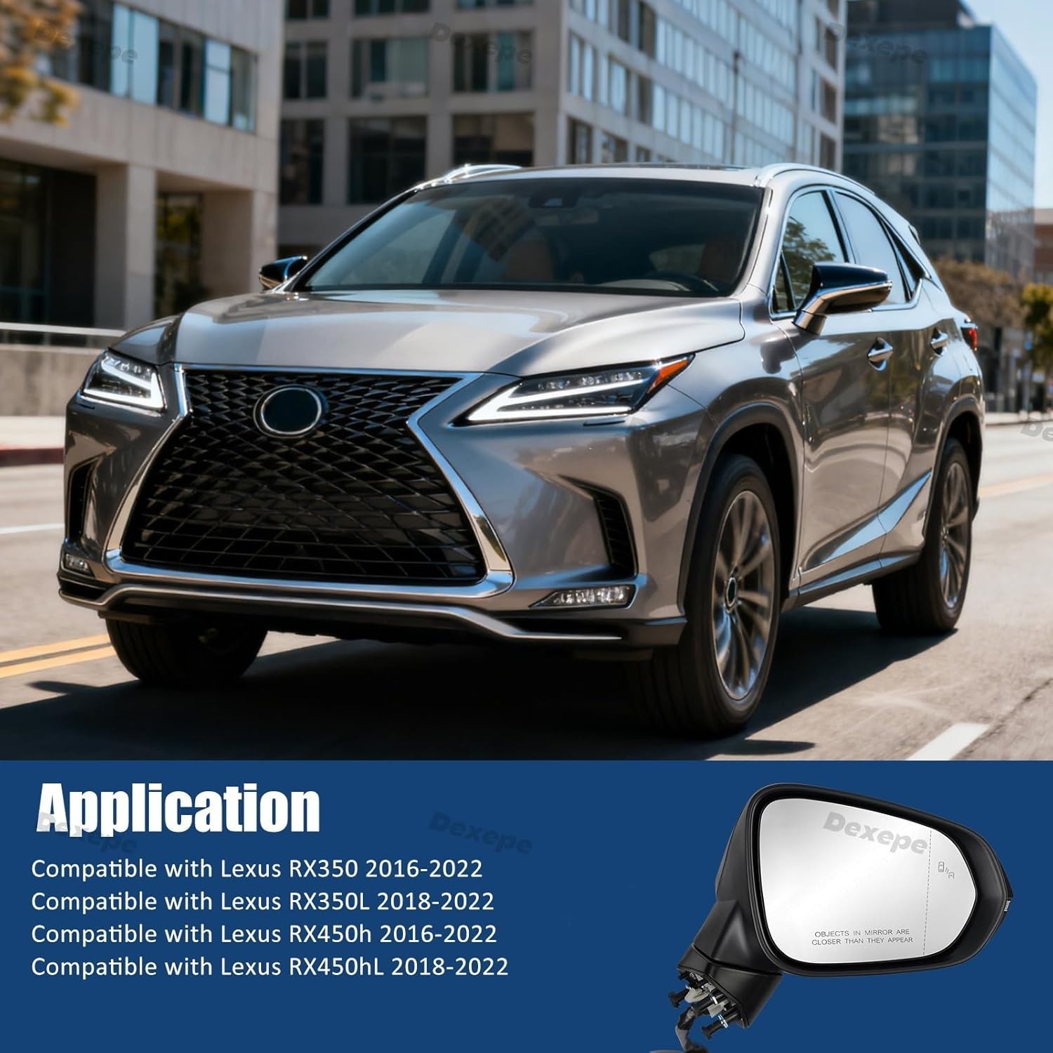 Passenger Side Mirror Assembly Compatible with Lexus RX 350 350L 450h 450hL 2…