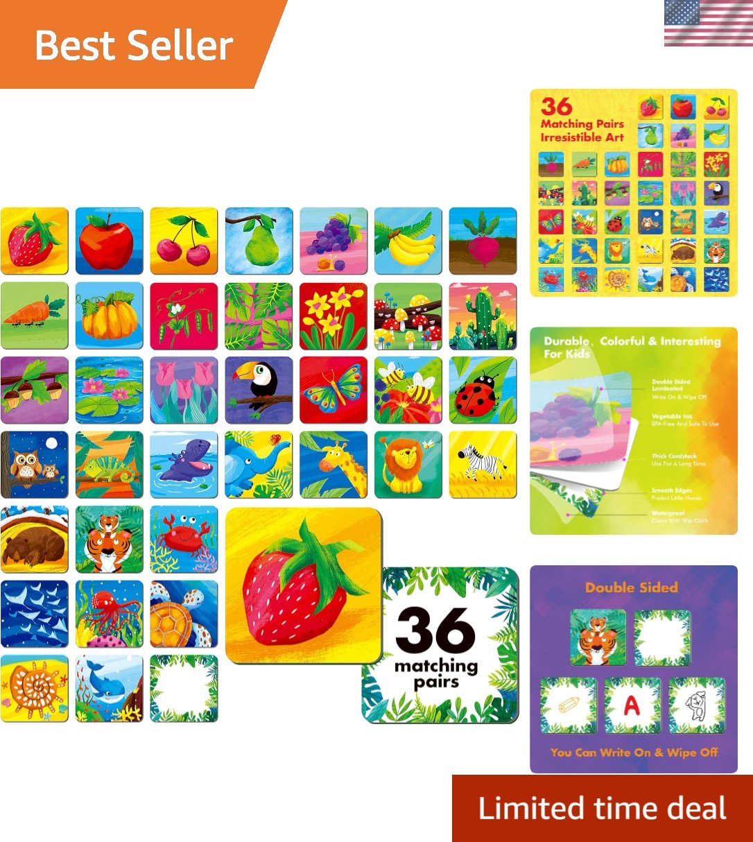 Customizable 72 PCS Matching Cards – Fun Nature Theme Game for Preschoolers