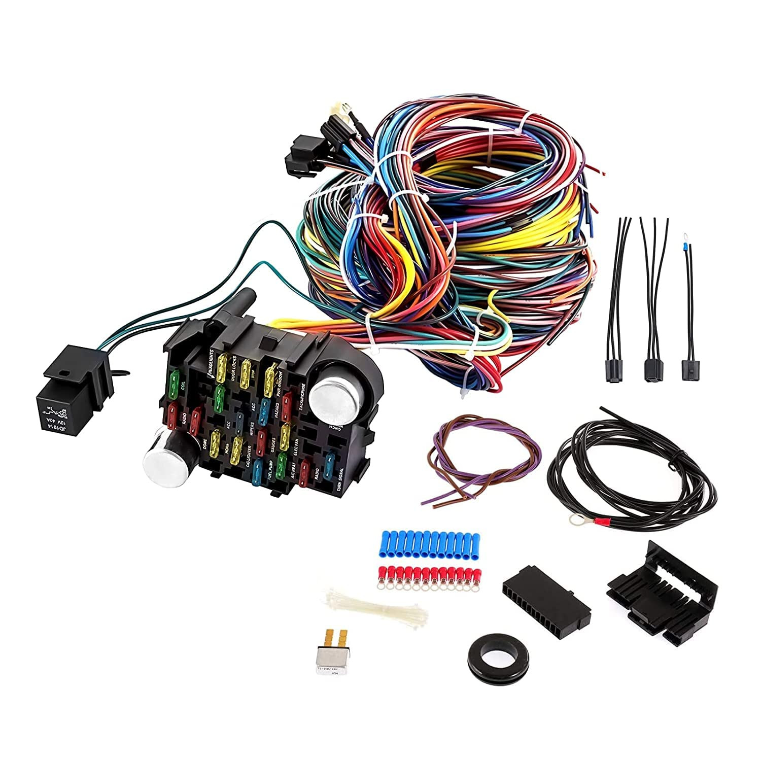 Universal 21 Circuit Wiring Harness Kit, Extra Long Wire Standard Color 17