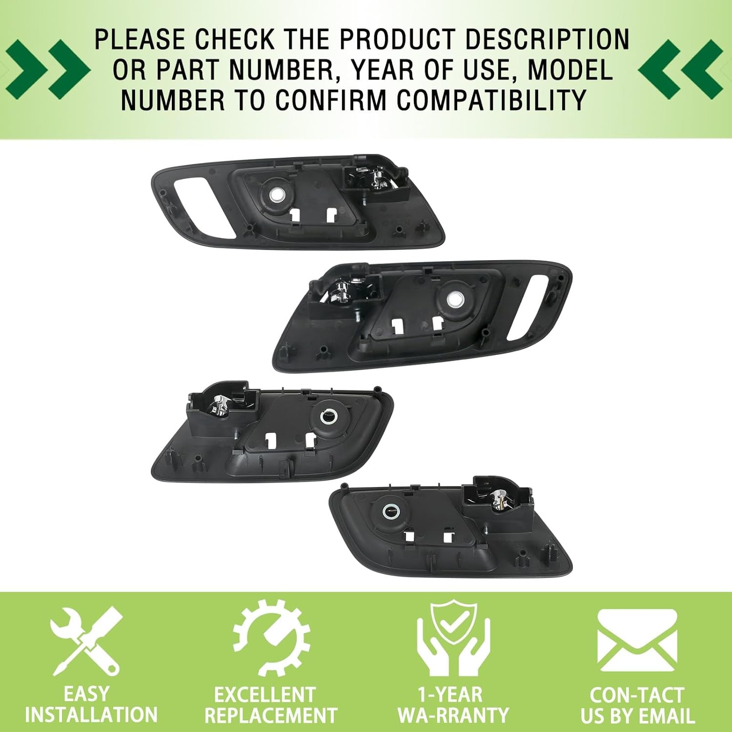 4pcs Interior Door Handles Front Rear Left &Right Side Black Compatible with