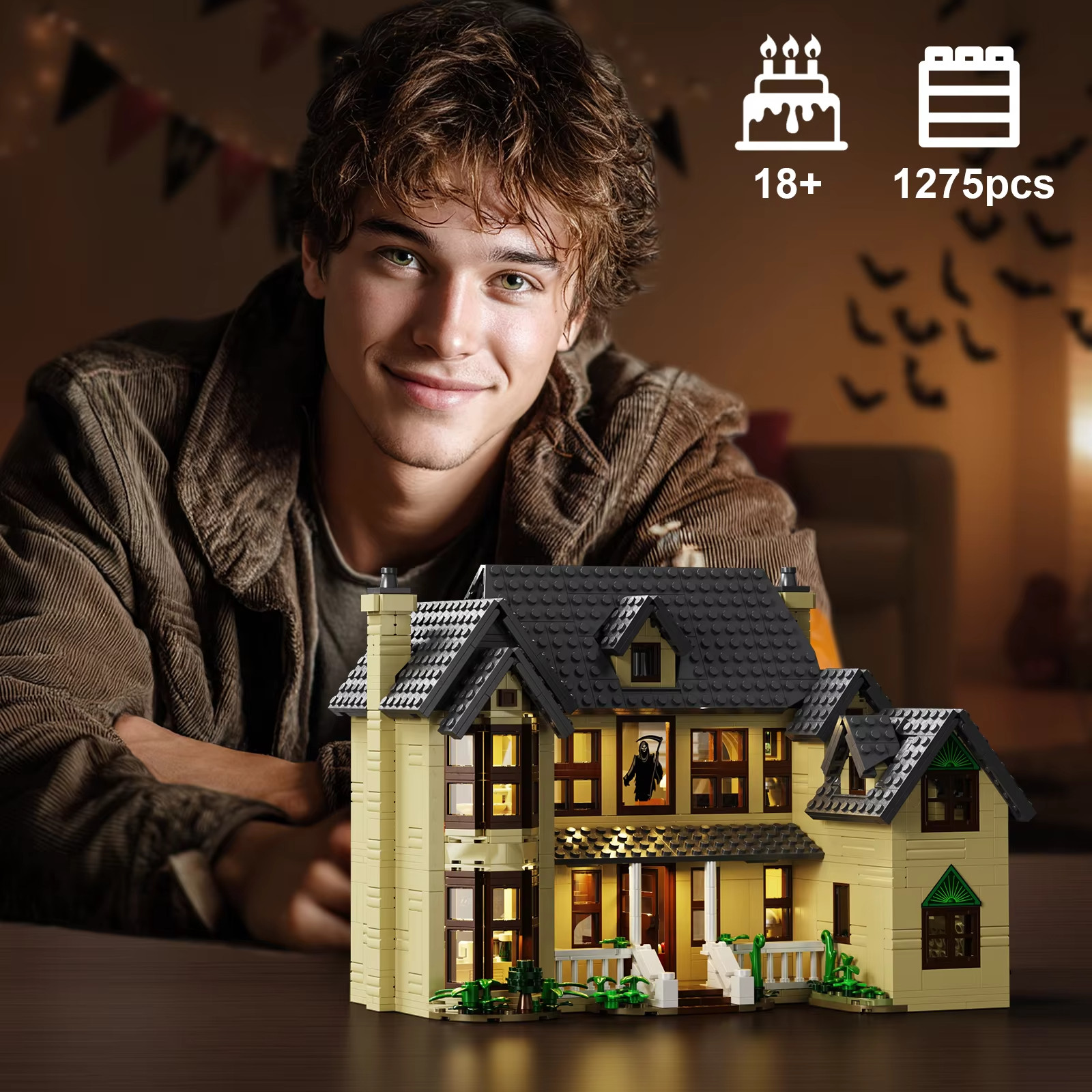 Horror House Building Block Set Home Decor Scary Movie Haunted House Model