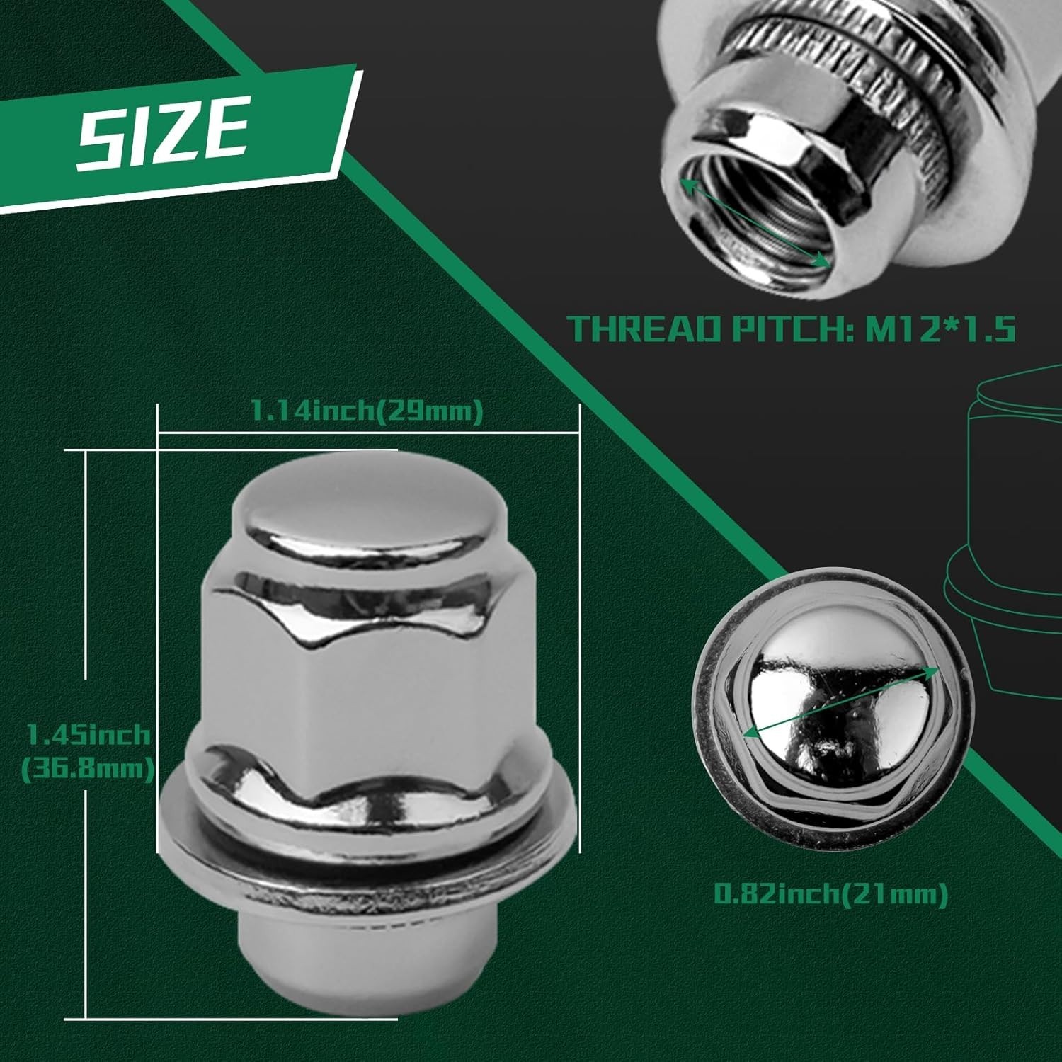 M12x1.5 Lug Nuts,One-Piece Wheel Nuts for Toyota Corolla/Prius/Sienna,Lexus RX35
