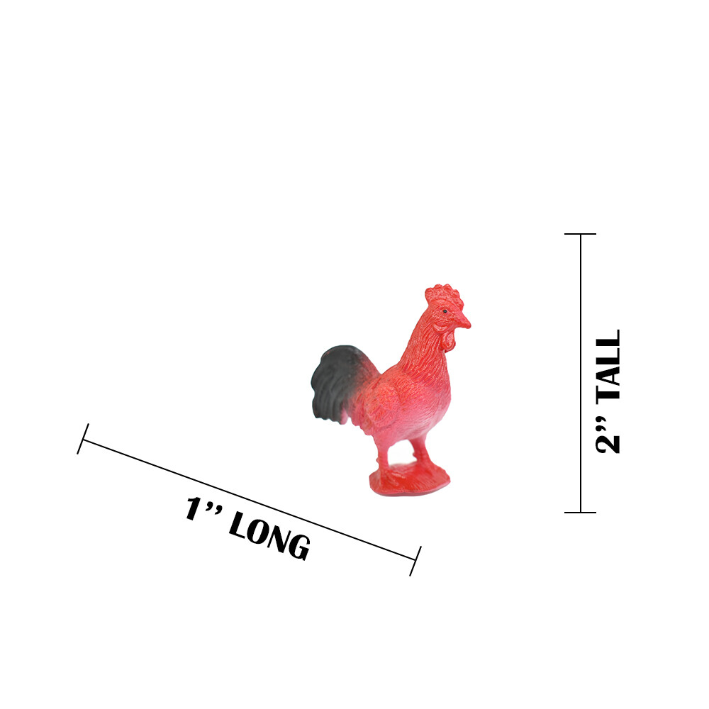 Chicken Rooster Red Realistic Small Toy Model Plastic Replica Barn Animal, Kids