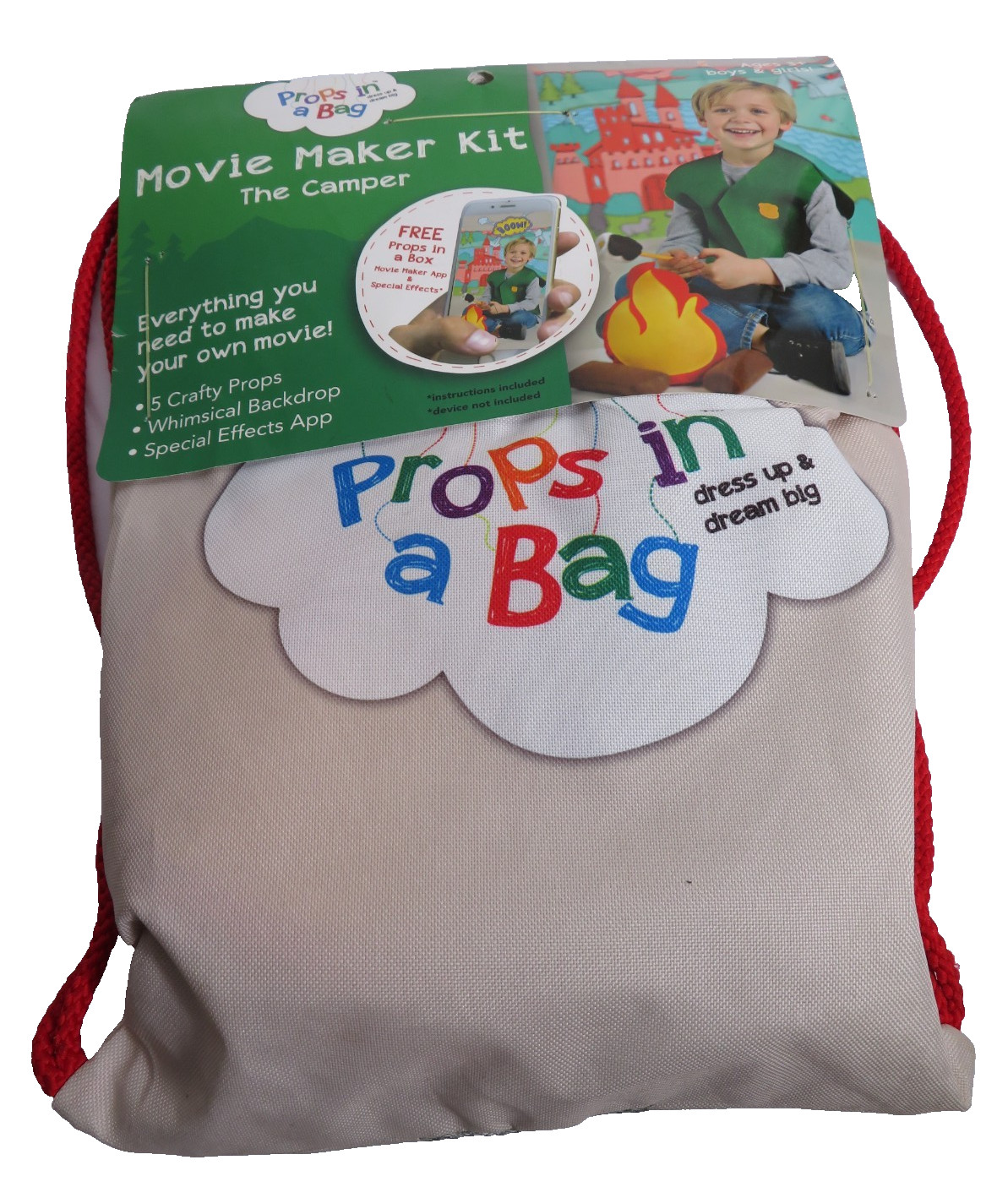 Props in a Bag Movie Maker Kit The Camper New Drawstring Backpack Props Backdrop