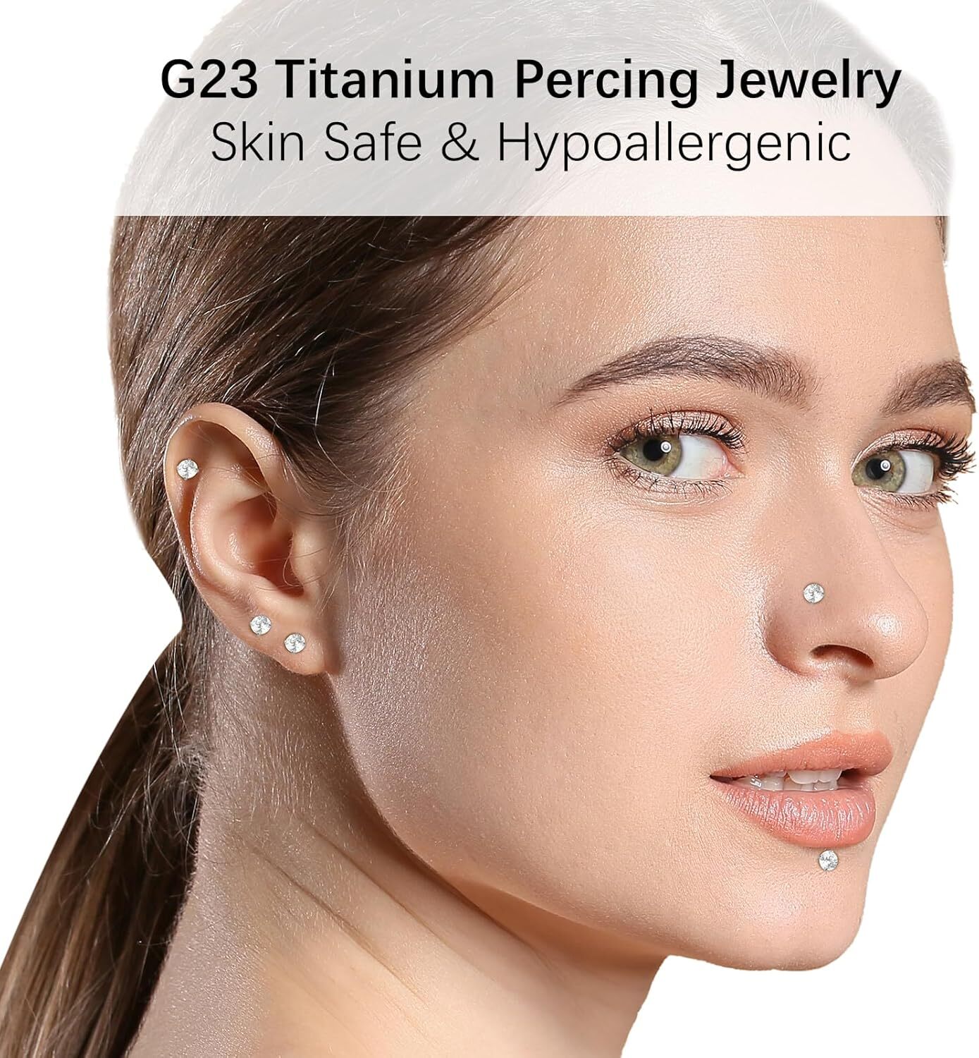Oveta Titanium Flat Back Studs Earrings for Tragus Cartilage Piercing Jewelry