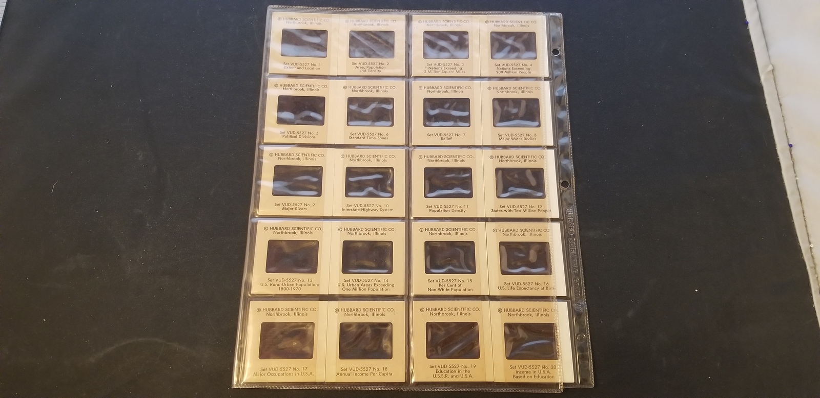 Vintage Hubbard Scientific Co VUD-5527 Set 1-20 Color Slides Census Information