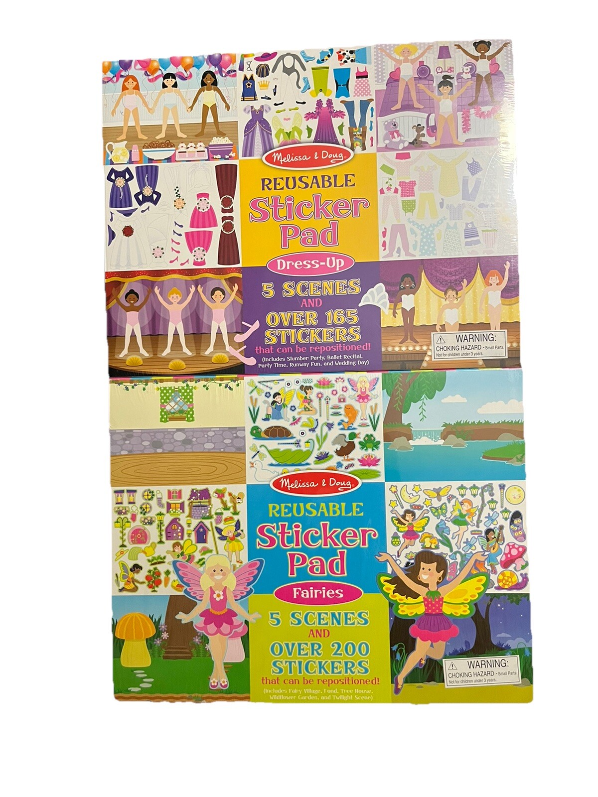 2 Sets Melissa And Doug Fairies & Dress Up Reusable Sticker Pad NEW