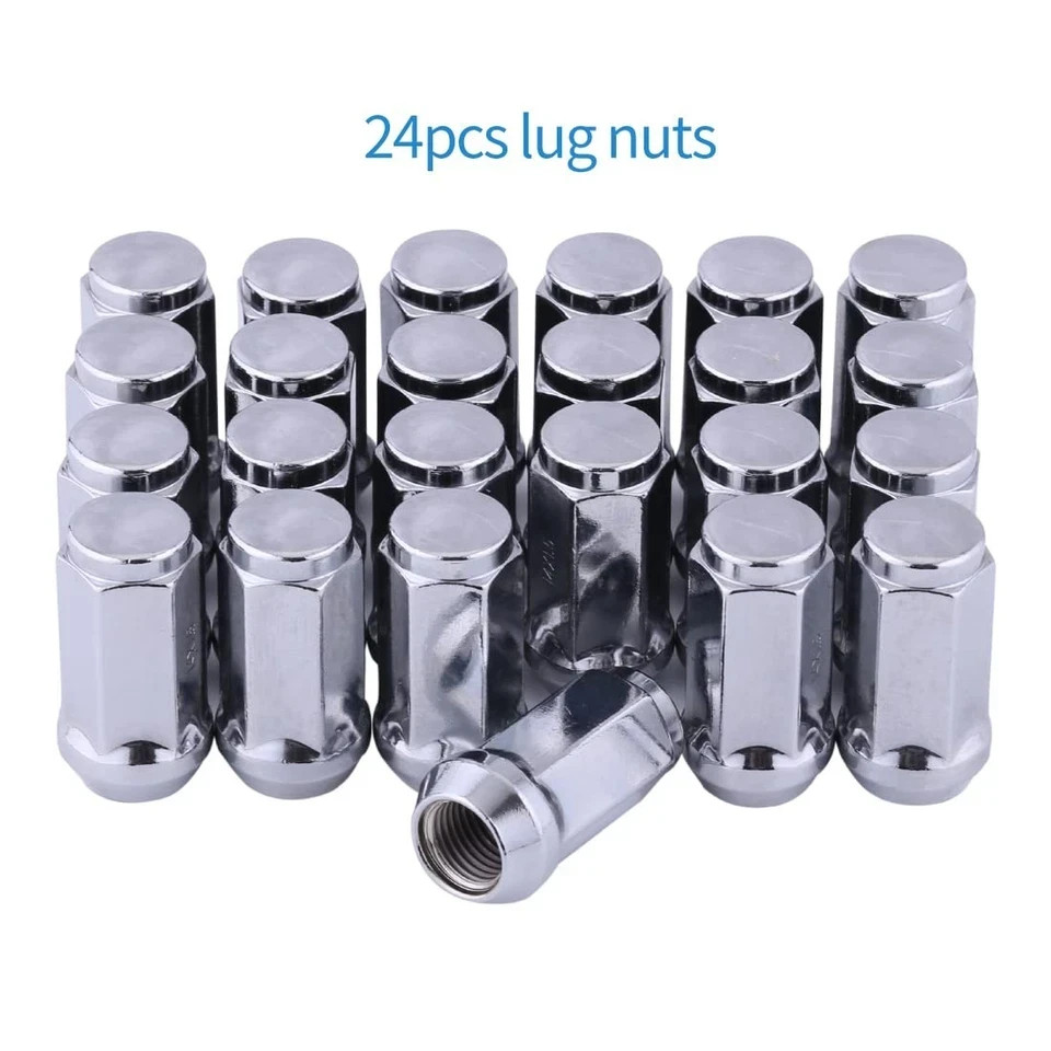 Chrome Acorn Lug Nuts – M14 x 1.5, 1.8″ Tall, Set of 24 pcs for Avalanche, Color