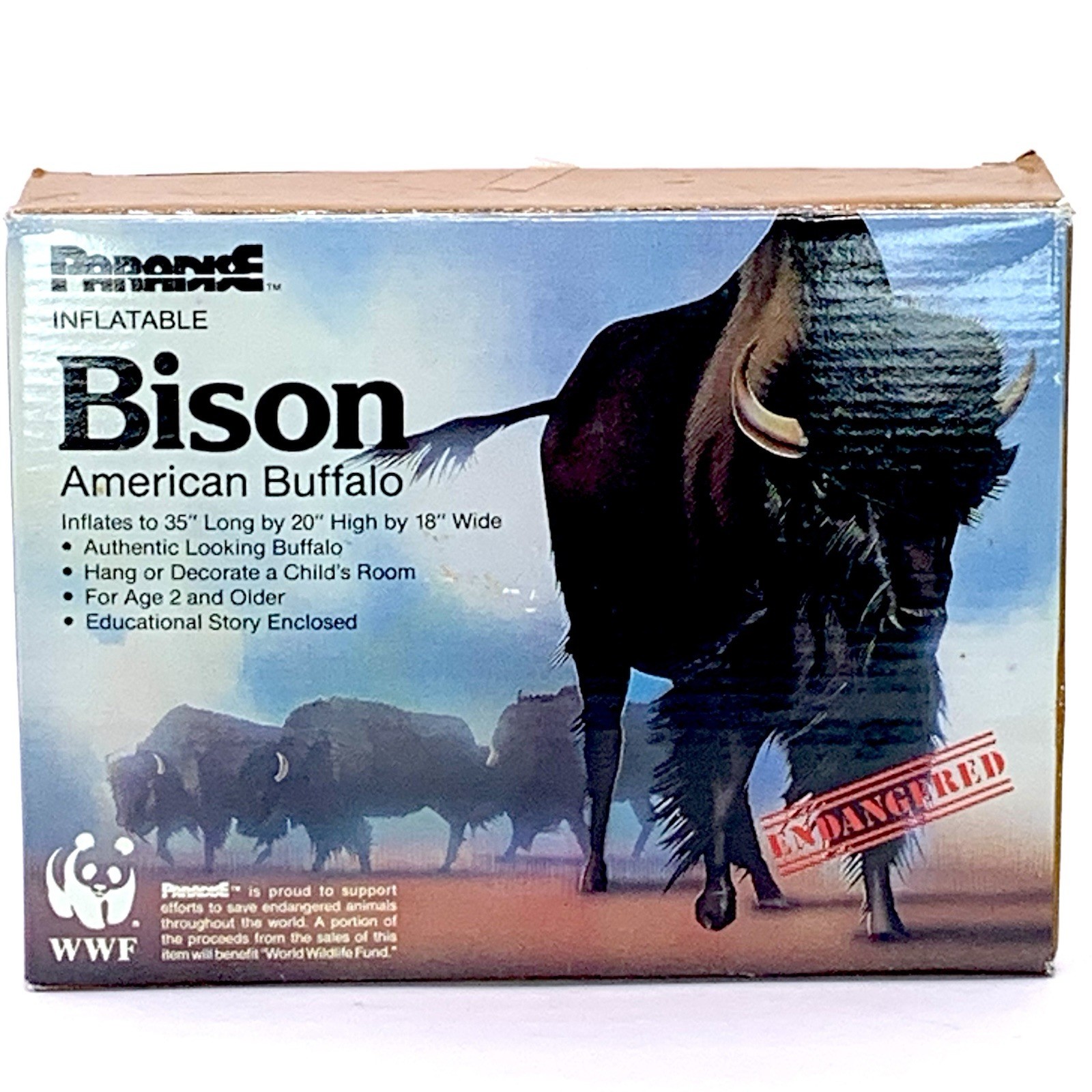 Vtg 1987 Inflatable Bison American Buffalo 35″ Long by Paradise for WWF * Read