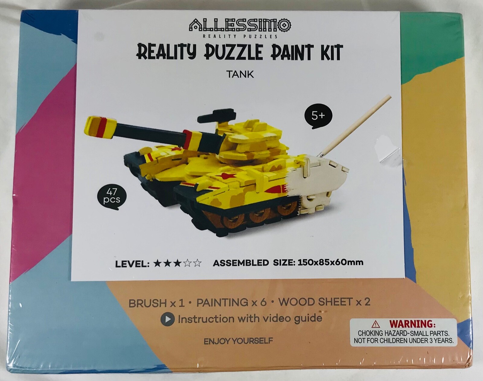 Allessimo Reality 3D Wooden Tank Puzzle Model Paint Kit Toys for Kids Puzzle