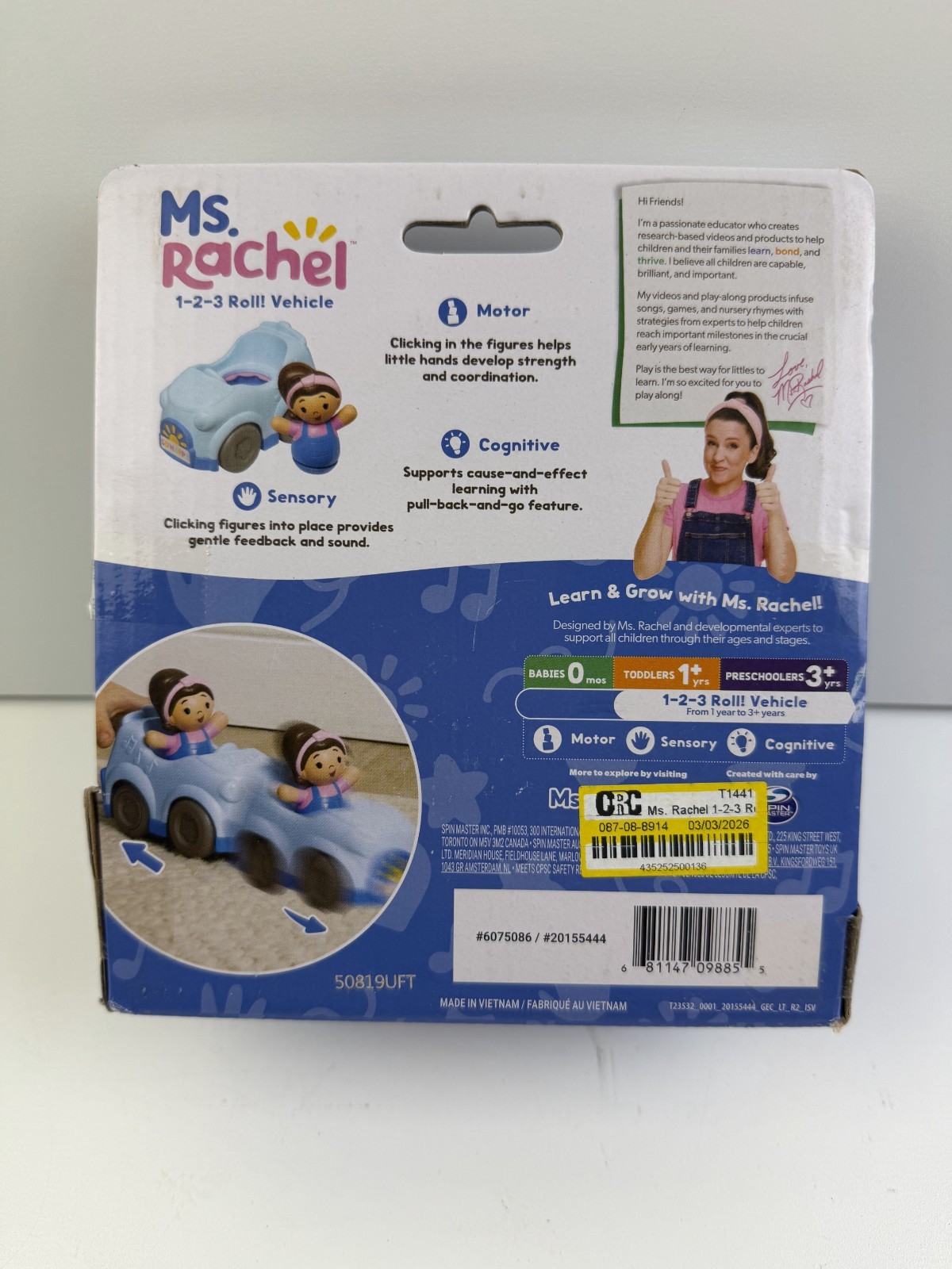 Spin Master Ms. Rachel “1-2-3 Roll! Vehicle Learn & Grow For Kids Age 1 to 3+
