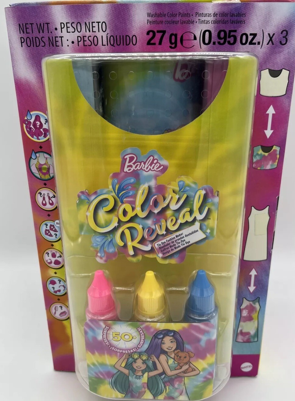Barbie Doll Color Reveal Gift Set, Tie-Dye Fashion Maker with 2 Barbie Dolls