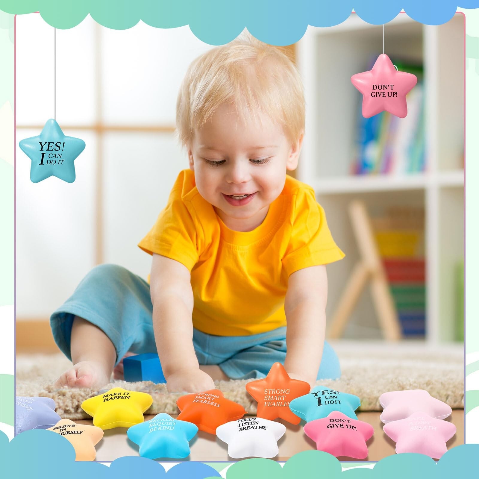Jenaai 250 Pcs Star Stress Balls Bulk Motivational Stress Balls with Quotes S…