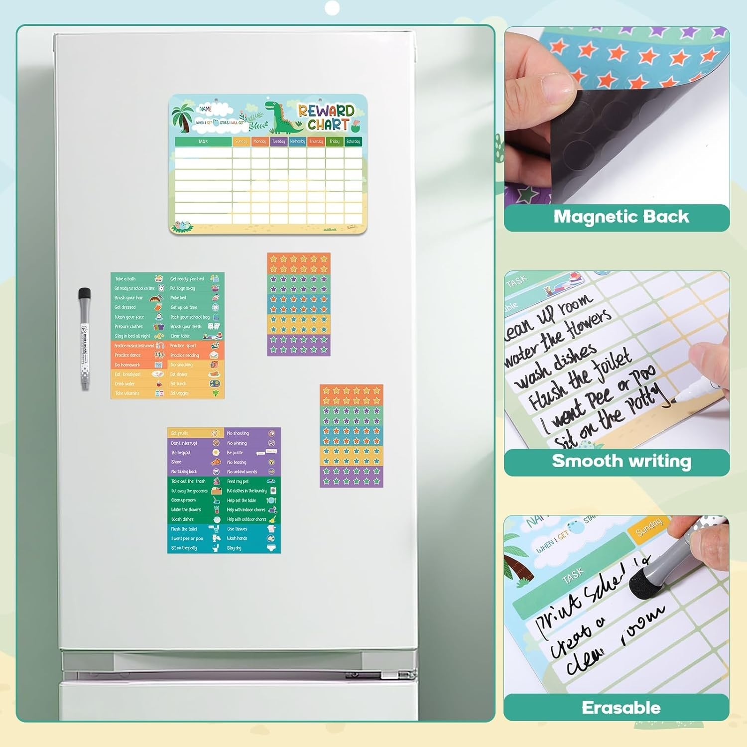 Reward Chart for Kids, Dinosaur Magnetic Behavior Chart for Kids at Home with…