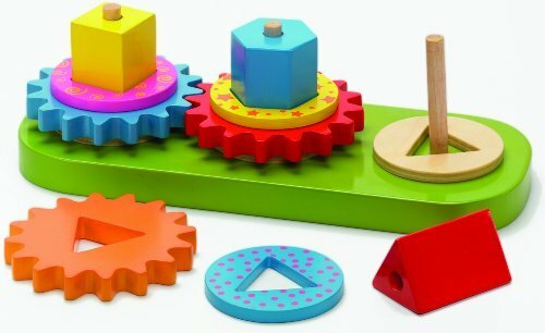 The Original Toy Company Solid Hardwood Geometric Blocks and Gears – 425535