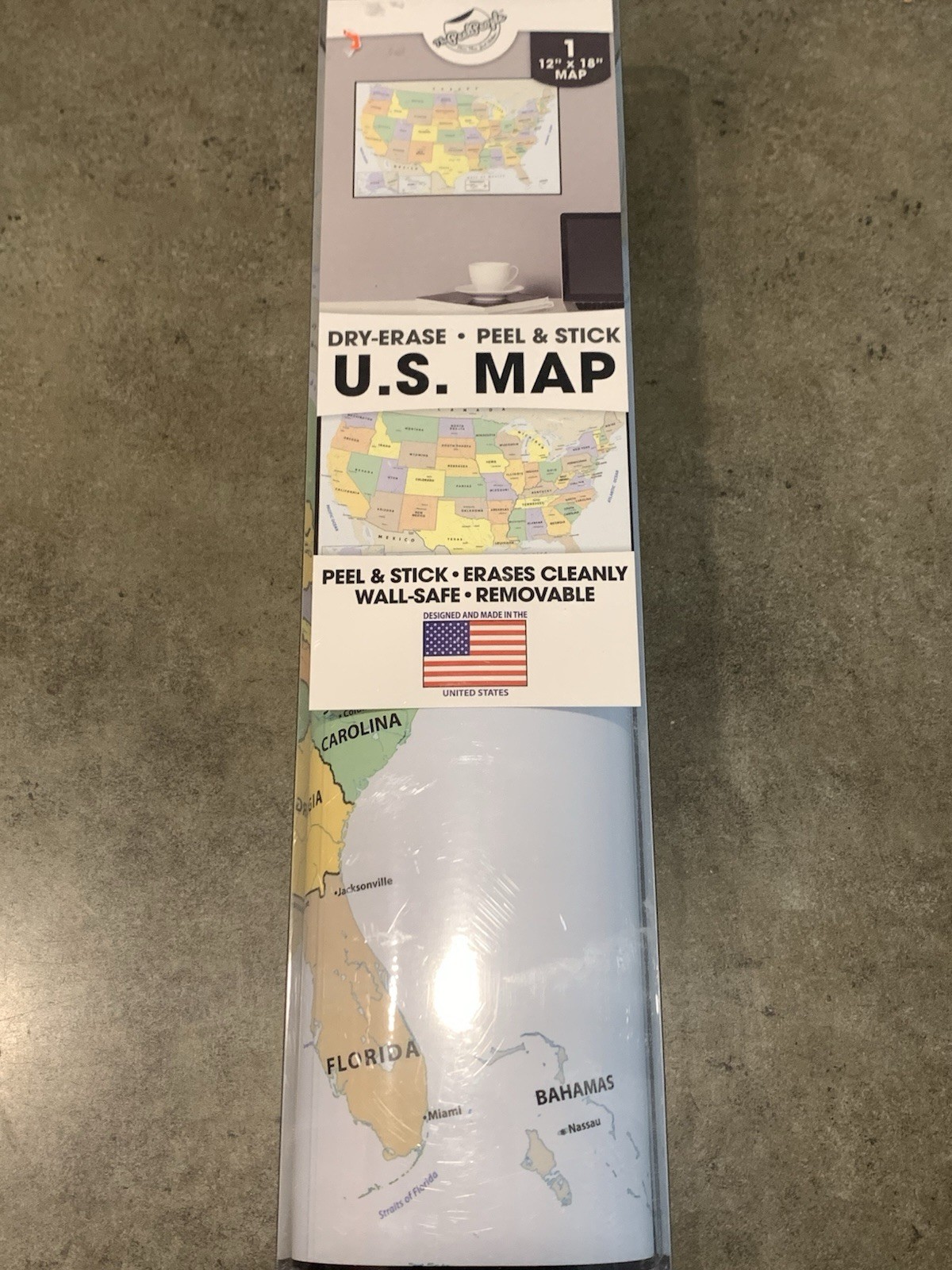 New The Peel People USA Dry Erase Peel And Stick Map 12” x 18”