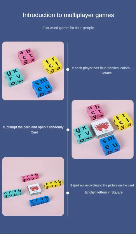 Wooden Word Spelling Game,Alphabet Learning Toy for Preschool Boys and