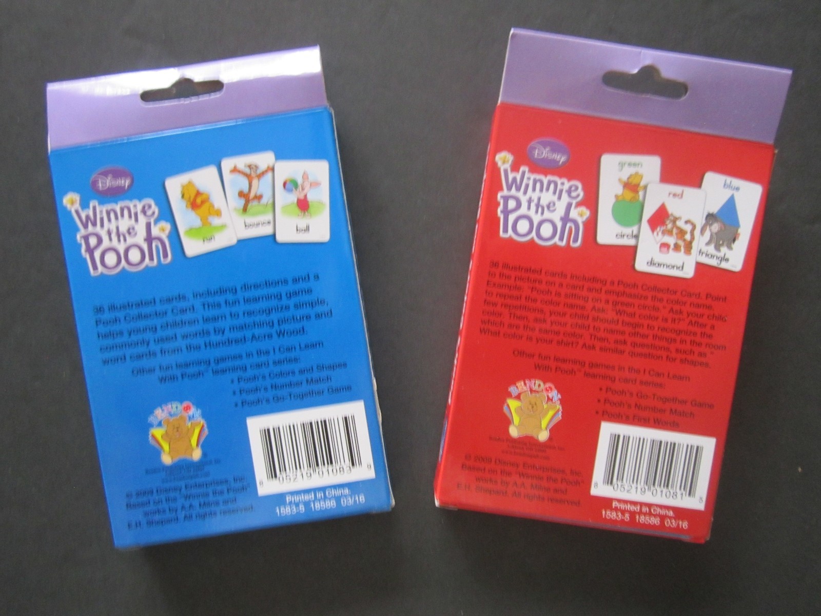 Set Of 2 Disney Pooh’s Flash Cards 3″ x 5″, “First Words” And “Colors & Shapes”