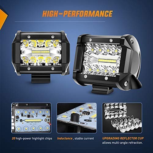 60W LED Pods 4 Inch with Tow Hitch Mounting Brackets – Backup Reverse Lights for