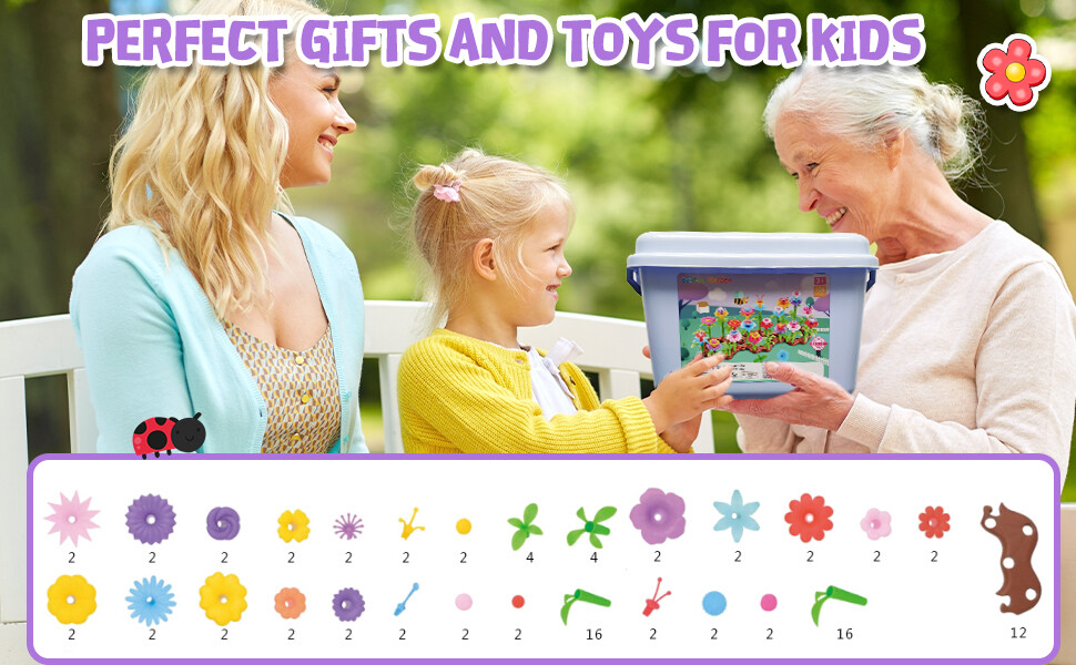 104 Pcs Flower Garden Building Toys with Carrying Case and Watering Can