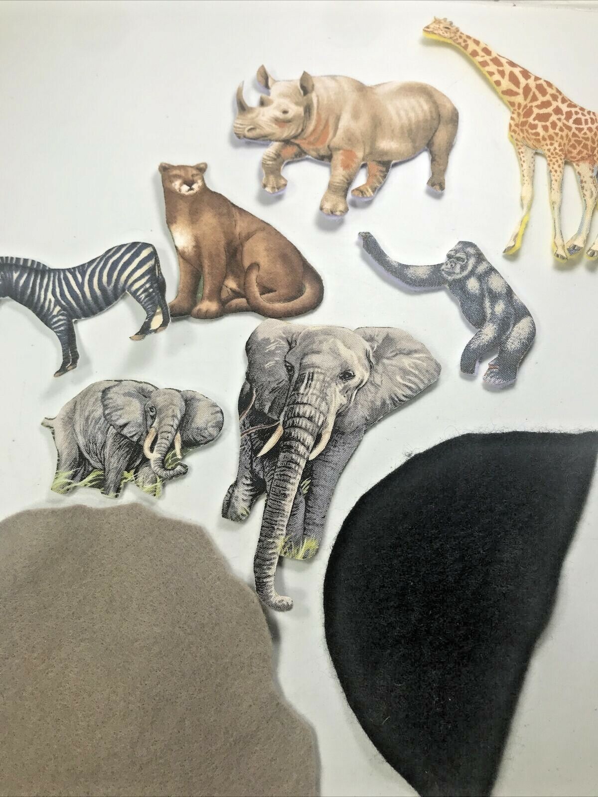 Safari Animals Felt Flannel Pellon Pieces For Storyboard Lot Of 9