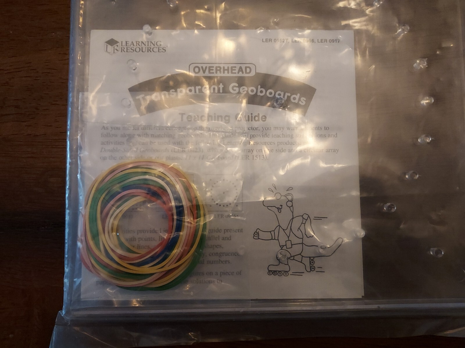 Learning Resources Transparent Circular Geoboard LER 0916 Rubber Bands Included