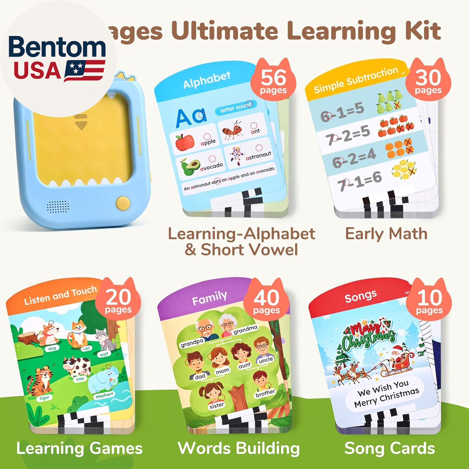 Kids Learning Tablet, Phonics Talking Flash Cards, Learn to Read with 156 Pages,