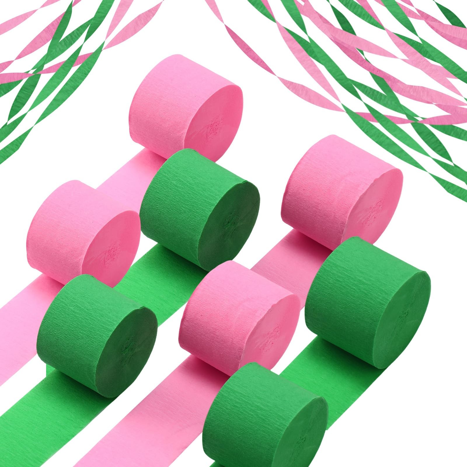 12 Rolls Green Pink Crepe Paper Streamers Birthday Wedding Party DIY Decoration